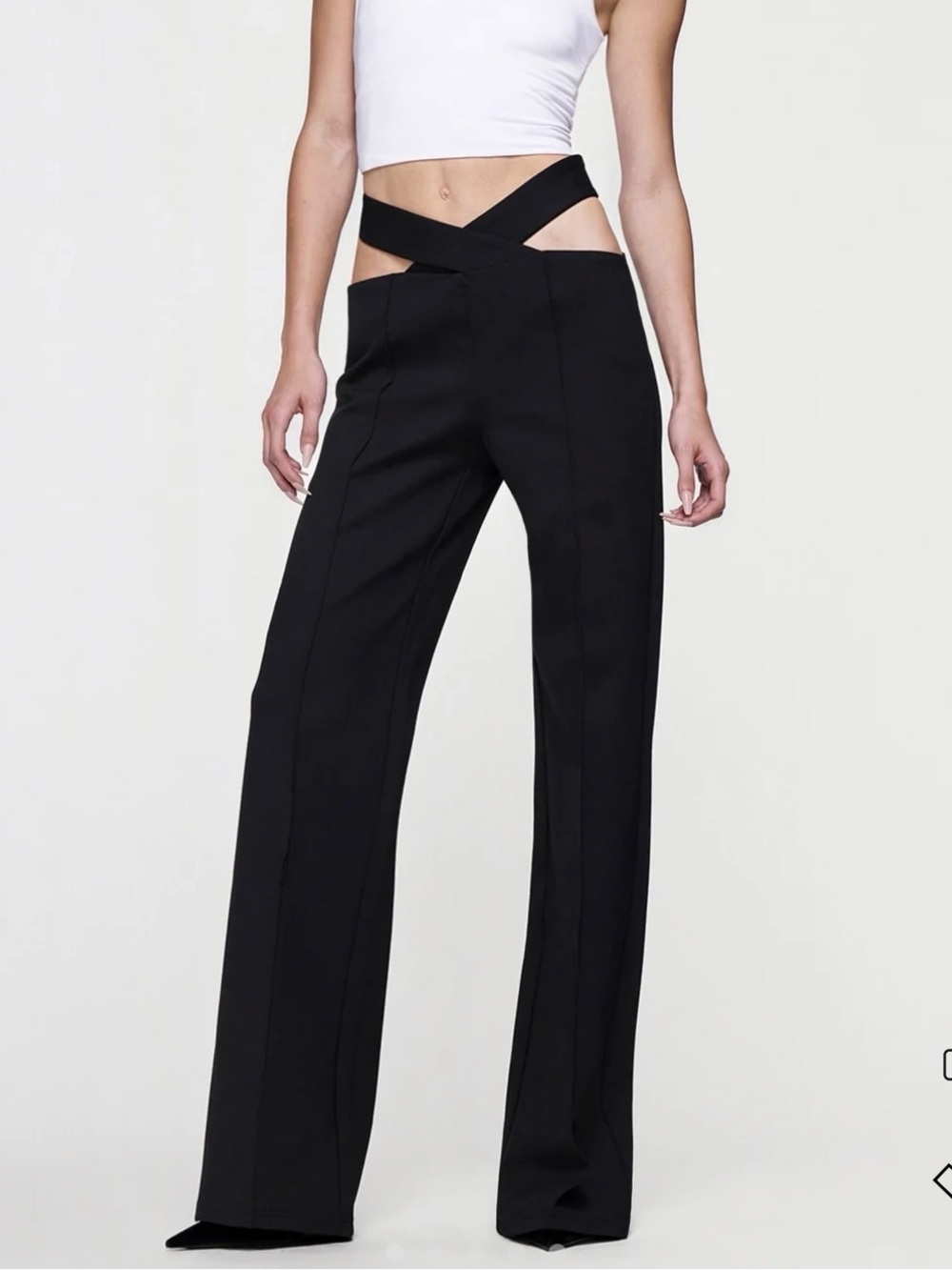 I AM GIA CDP Black Juliette Cross Waist Cut Out Wide Leg Pant